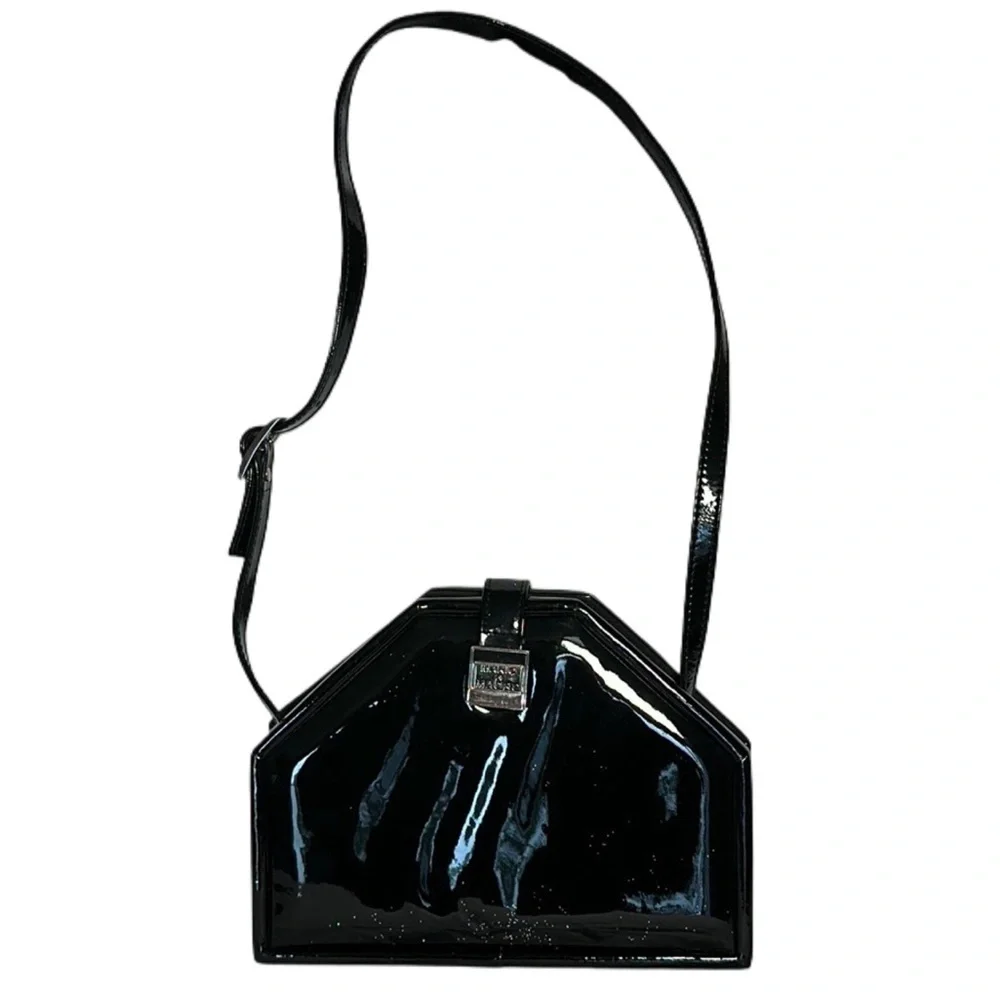 MARIO MaGRO BEVERLY HILLS designer Patent leather handbag with glitter very rare